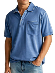 Men's Fashion Vintage Lapel Short Sleeve Pocket Polo Shirt