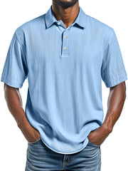 Men's Daily Ribbed Lapel Fashionable Casual Short-sleeved Polo Shirt