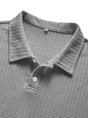 Men's Fashionable Retro Waffle Fabric Short Sleeve Polo Shirt