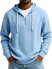 Men's Wear Fashionable Casual Waffle Fabric Semi-zipper Hooded Hooded Hoodie 