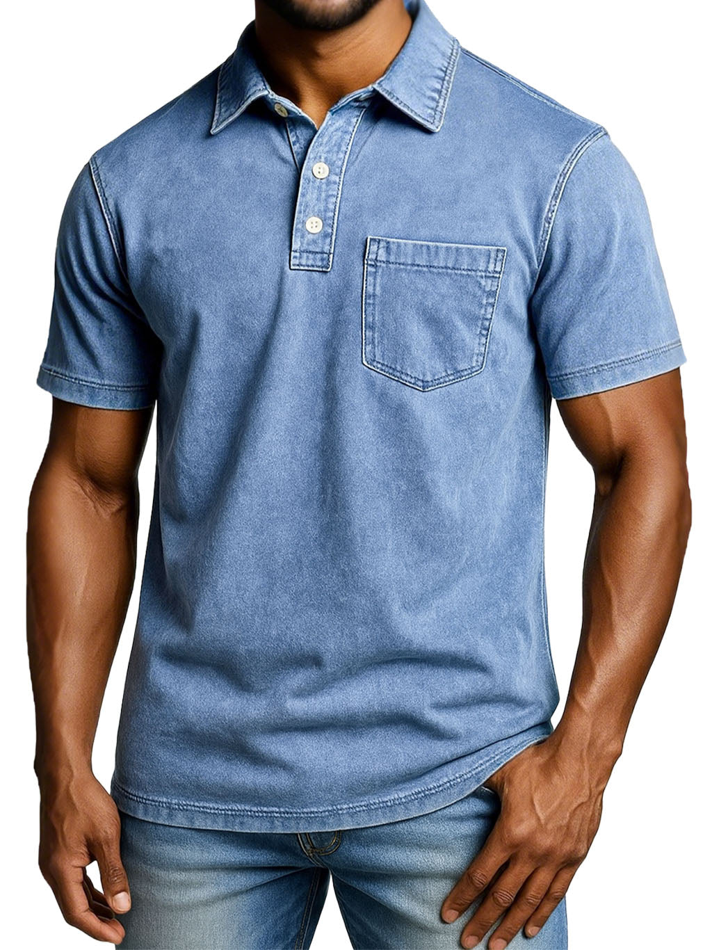 Men's Fashion Outdoor Retro Distressed Short-sleeved Pocket Polo Shirt 