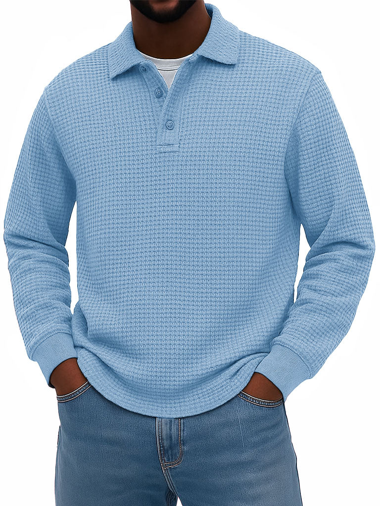 Men's Stylish Casual Corduroy Lapel Long-sleeved Polo Shirt 