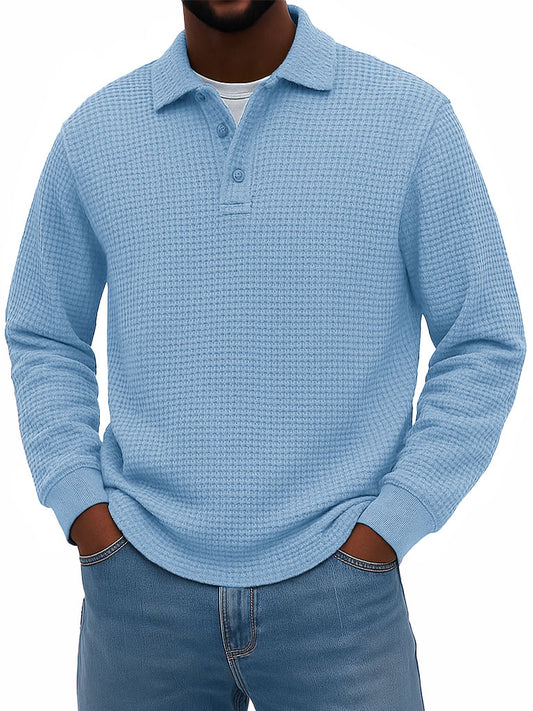 Men's Stylish Casual Corduroy Lapel Long-sleeved Polo Shirt 