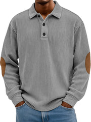 Men's Wear Fashionable Retro Stitching Pit Strip Long-sleeved Lapel Polo Shirt 