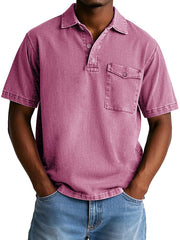 Men's Fashion Casual Retro Workwear Lapel Pocket Polo Shirt