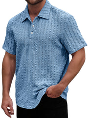 Men's Daily Lapel Casual Texture Comfortable Short-sleeved Polo Shirt