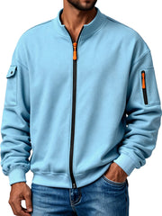 Men's Multi-Pocket Stand Collar Zipper Casual Jacket