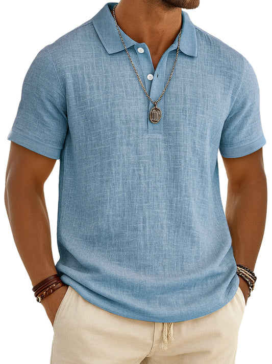 Men's Retro Lapel Button Casual Short Sleeve Plo Shirt