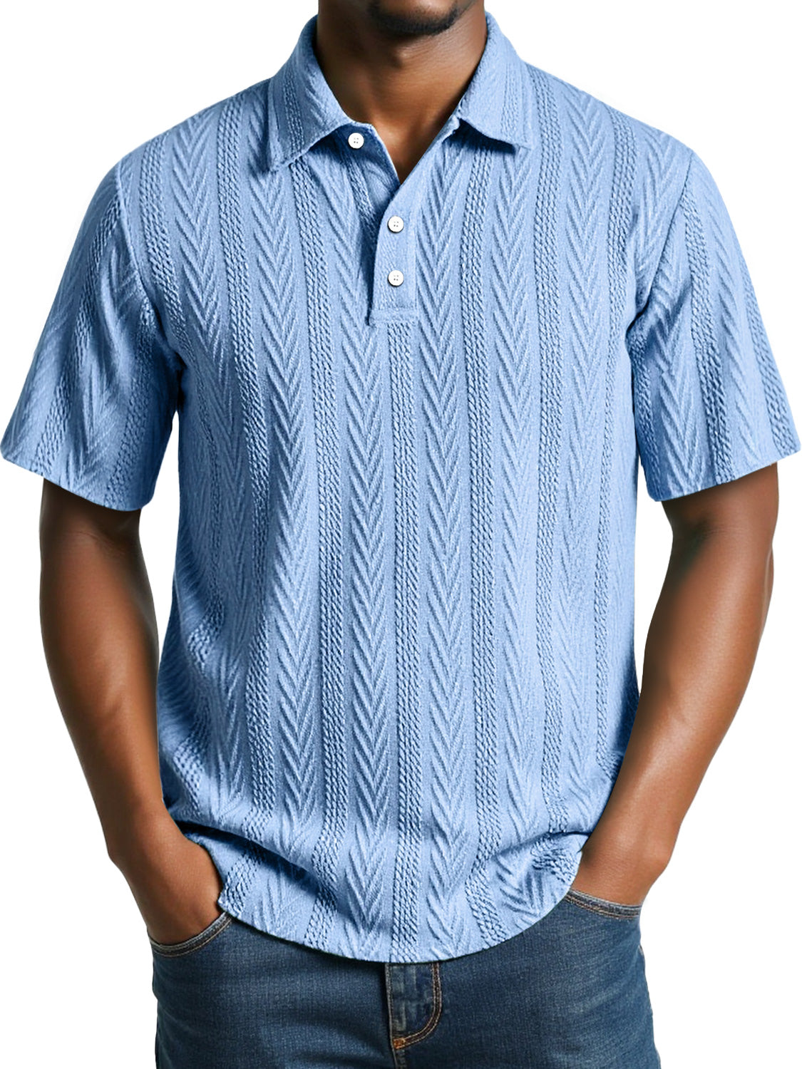 Men's Daily Jacquard Texture Casual Short-sleeved Polo Shirt
