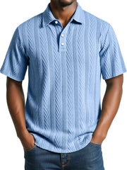 Men's Daily Jacquard Texture Casual Short-sleeved Polo Shirt
