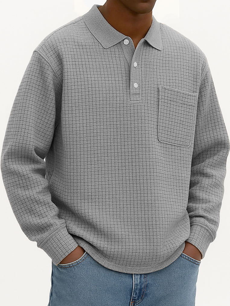 Men's Fashionable Casual Corn-patterned Corduroy Lapel Pocket Polo Shirt 