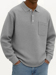 Men's Fashionable Casual Corn-patterned Corduroy Lapel Pocket Polo Shirt 