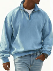 Men's Stylish Retro Half-zip Long-sleeved Stand-up Collar Sweatshirt 