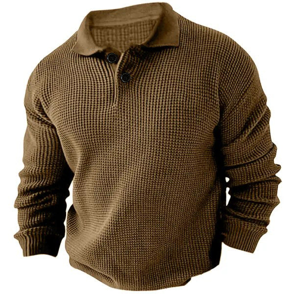 Men's Waffle Fall Long-sleeved Sweatshirt