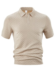 Men's Casual Lapel Jacquard Comfort Short Sleeve POLO Shirt