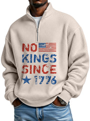 No King Waffle Texture Zipper Stand Collar Long-sleeved Sweatshirt