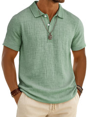 Men's Retro Lapel Button Casual Short Sleeve Plo Shirt