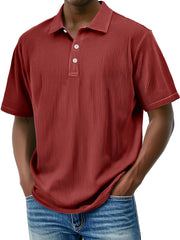 Men's Daily Lapel Ribbed Comfortable Short-sleeved Polo Shir