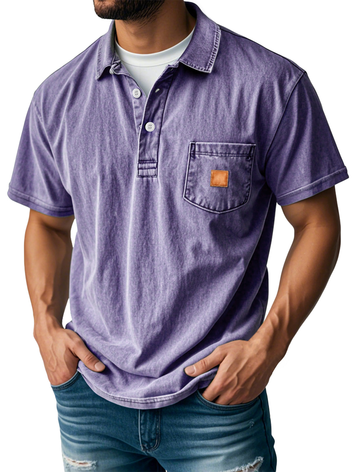 Men's Retro Lapel Pocket Casual Short Sleeve POLO Shirt