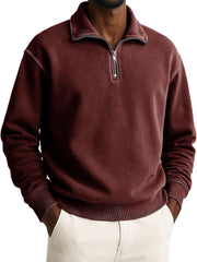 Men's Stylish Casual Retro Half-zip Stand-up Collar Loose-fitting Multicolor Long-sleeved Stand-up Collar Sweatshirt