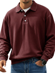  Men's Stylish Retro Lapel Long-sleeved Polo Shirt