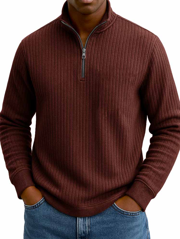 Men's Stylish Casual Stand-up Collar Long-sleeved Half-zip Sweatshirt
