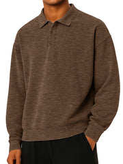 Men's Fashionable Daily Casual Lapel Long Sleeve Loose Hoodie Polo Shirt 