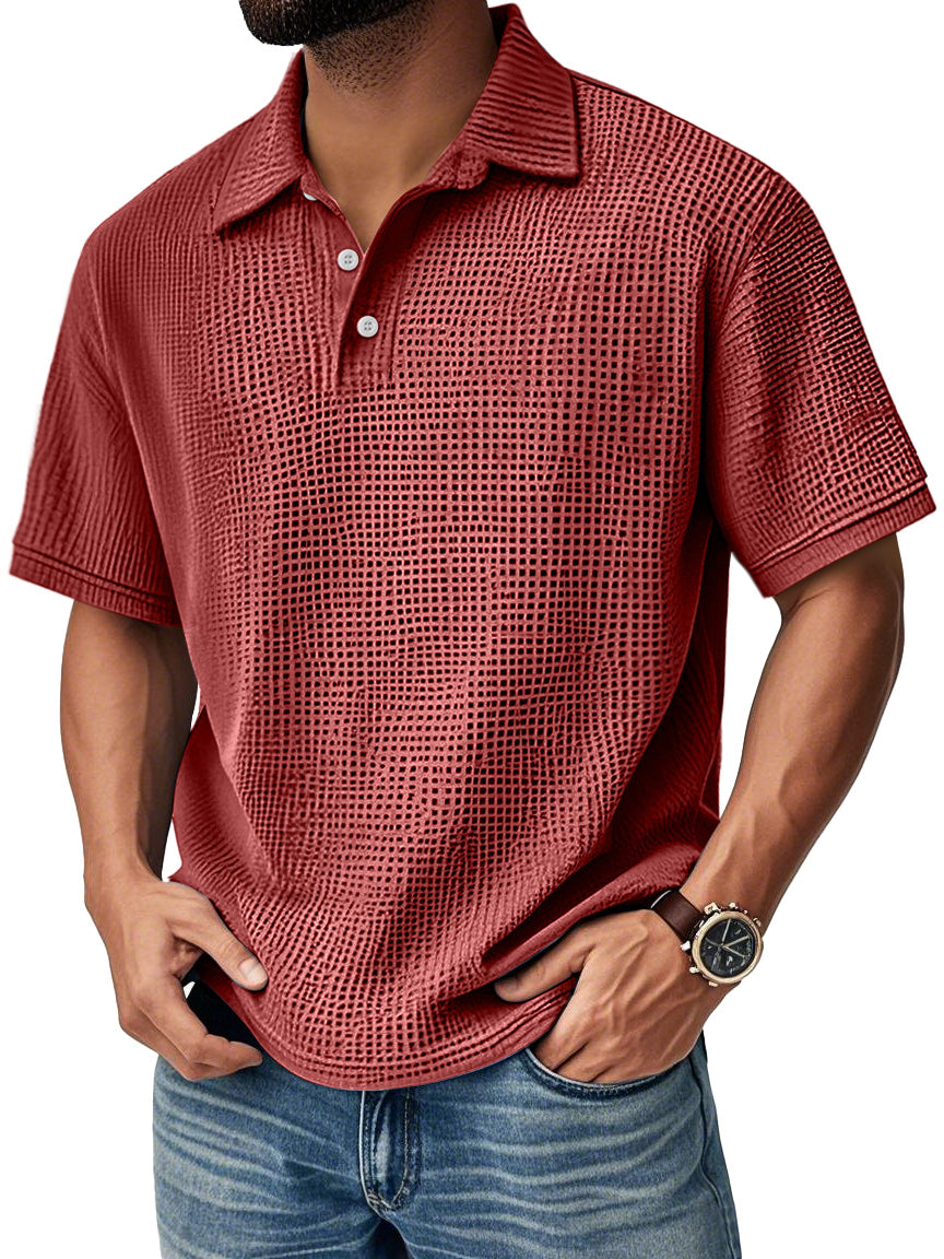 Men's Daily Casual Waffle Comfort Short Sleeve POLO Shirt