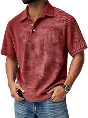 Men's Daily Casual Waffle Comfort Short Sleeve POLO Shirt