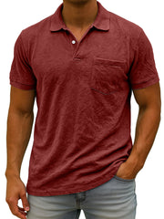 Men's Daily Suede Casual Lapel Pocket Comfort Short Sleeve POLO Shirt