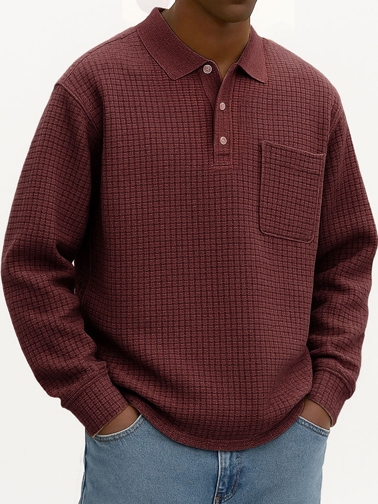 Men's Fashionable Casual Corn-patterned Corduroy Lapel Pocket Polo Shirt 