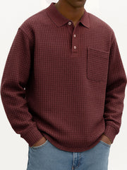 Men's Fashionable Casual Corn-patterned Corduroy Lapel Pocket Polo Shirt 