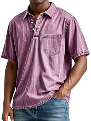 Men's Retro Lapel Pocket Casual Fashion Short Sleeve POLO Shirt