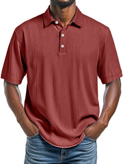 Men's Daily Ribbed Lapel Fashionable Casual Short-sleeved Polo Shirt