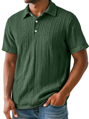 Men's Daily Lapel Jacquard Texture Casual Short-sleeved Polo Shirt