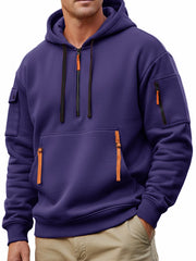 Men's Casual Sportswear Hoodie With Multiple Zipper Pockets.