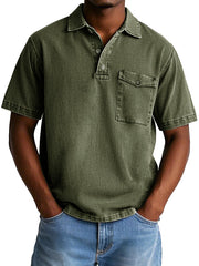 Men's Fashion Casual Retro Workwear Lapel Pocket Polo Shirt