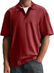 Men's Stylish And Comfortable Lapel Double-layer Placket Casual Short-sleeved Polo Shirt