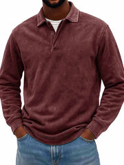 Men's Wear Fashionable Casual Daily Two-layer Placket Design Lapel Long-sleeved Polo Shirt 