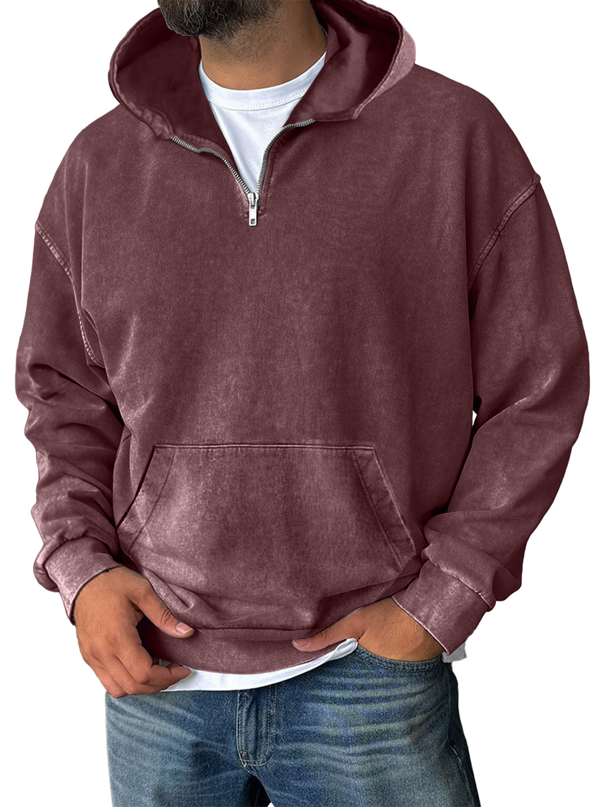 Men's Casual Zipper Pocket Hooded Sweatshirt