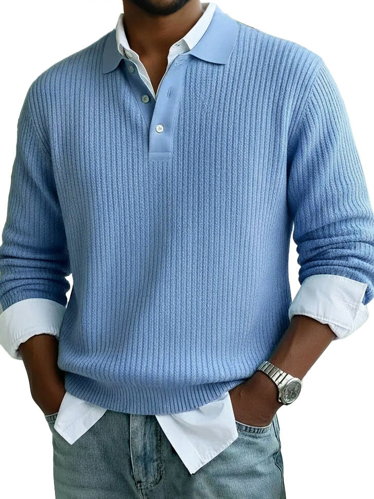 Men's Stylish Casual Lapel Long-sleeved Polo Shirt
