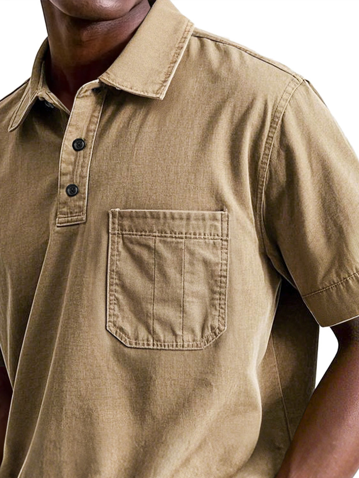 Men's Casual Workwear Pocket Lapel Short-sleeved Polo Shirt