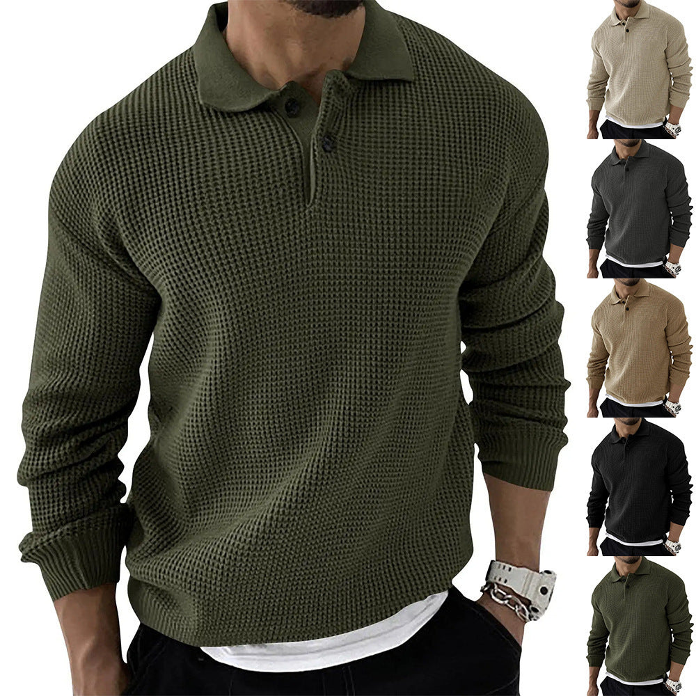 Men's Waffle Fall Long-sleeved Sweatshirt