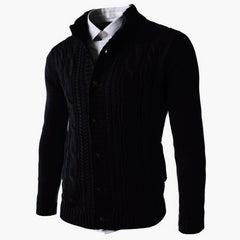 Gentleman's Casual Jacquard Buttons Sweater