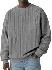 Winter Daily Casual Twist Texture Crewneck Long Sleeve Sweatshirt