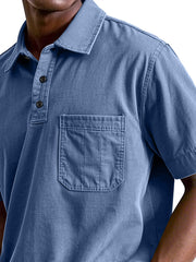 Men's Casual Workwear Pocket Lapel Short-sleeved Polo Shirt