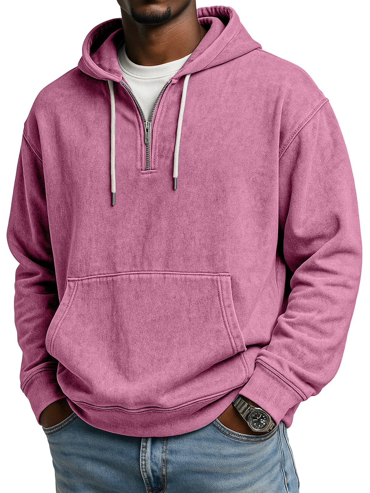 Men's Retro Casual Zipper Hooded Long Sleeve Sweat