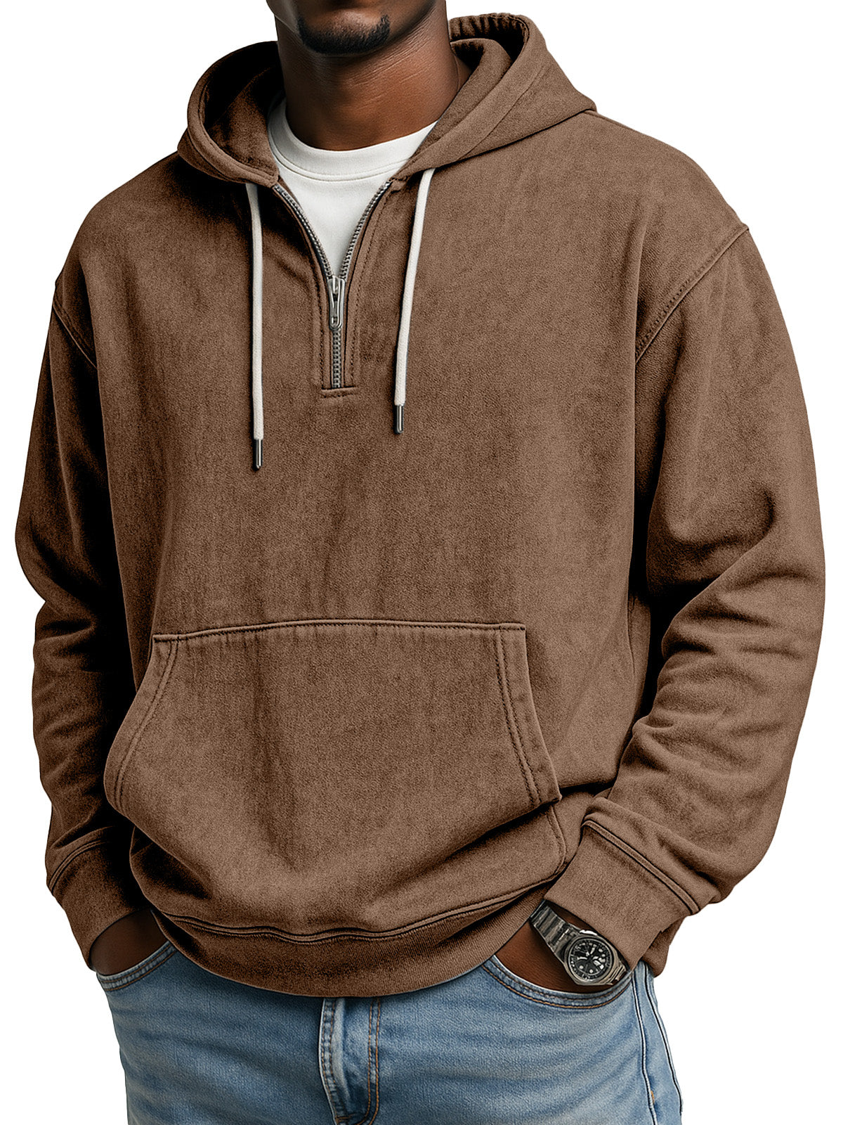 Men's Retro Casual Zipper Hooded Long Sleeve Sweat
