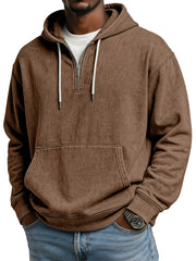 Men's Retro Casual Zipper Hooded Long Sleeve Sweat