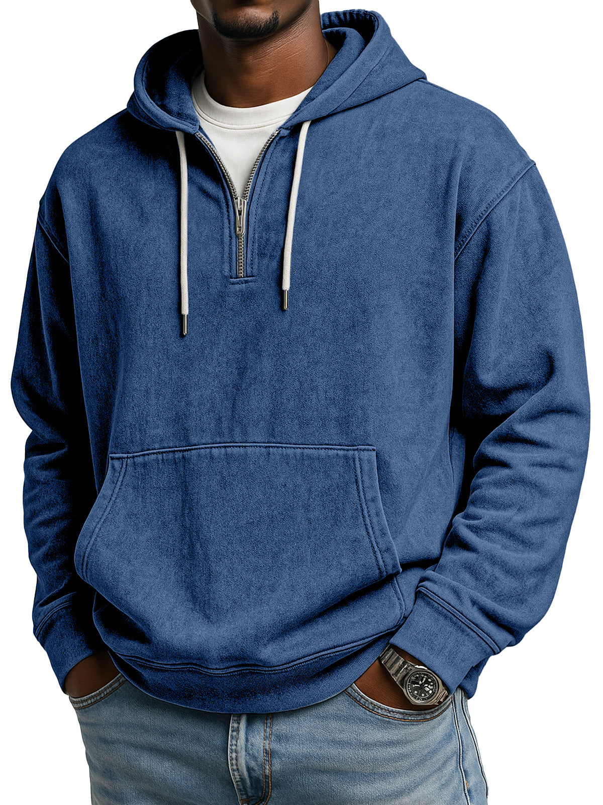 Men's Retro Casual Zipper Hooded Long Sleeve Sweat